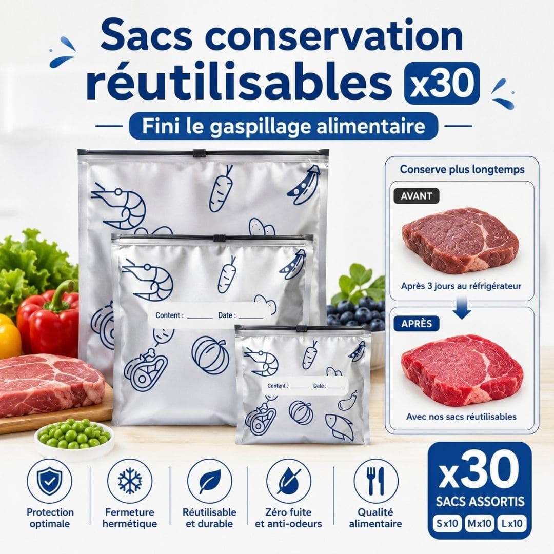 Sacs conservation x30 – Vos aliments frais plus longtemps