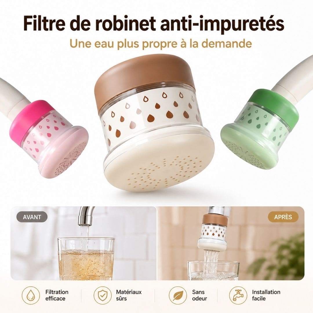 Filtre de robinet anti-impuretés – Protège ta famille de l'eau sale