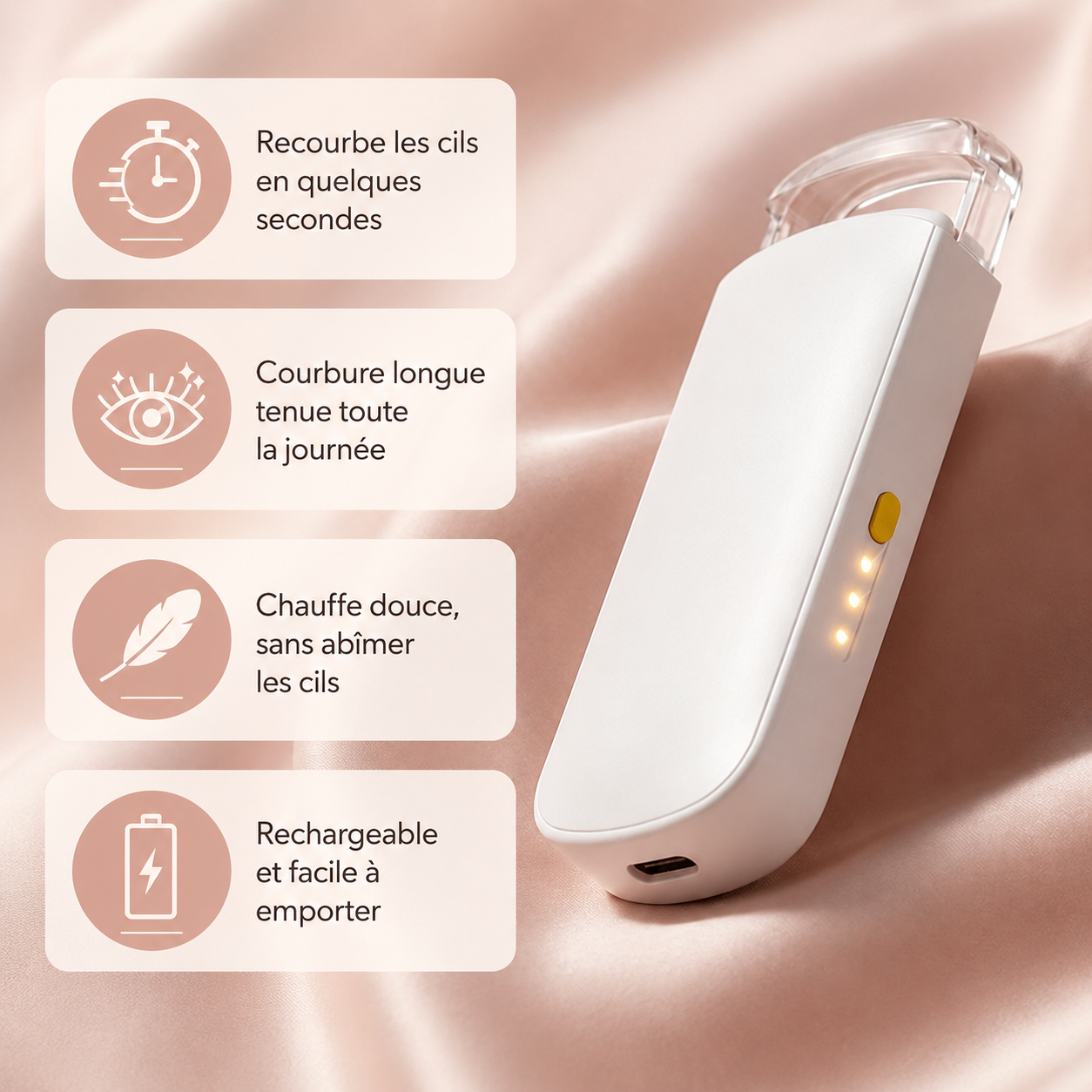 LASHINA™ – Recourbe-cils chauffant rechargeable