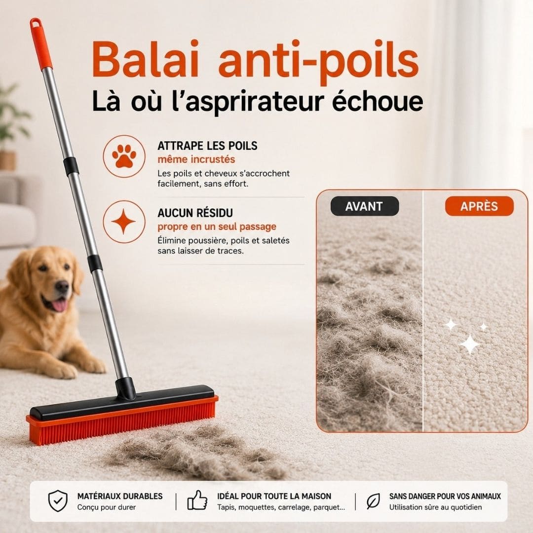 Balai anti-poils – Là où l'aspirateur échoue