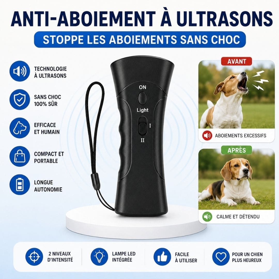 Anti-aboiement à ultrasons – Fini les aboiements sans le punir