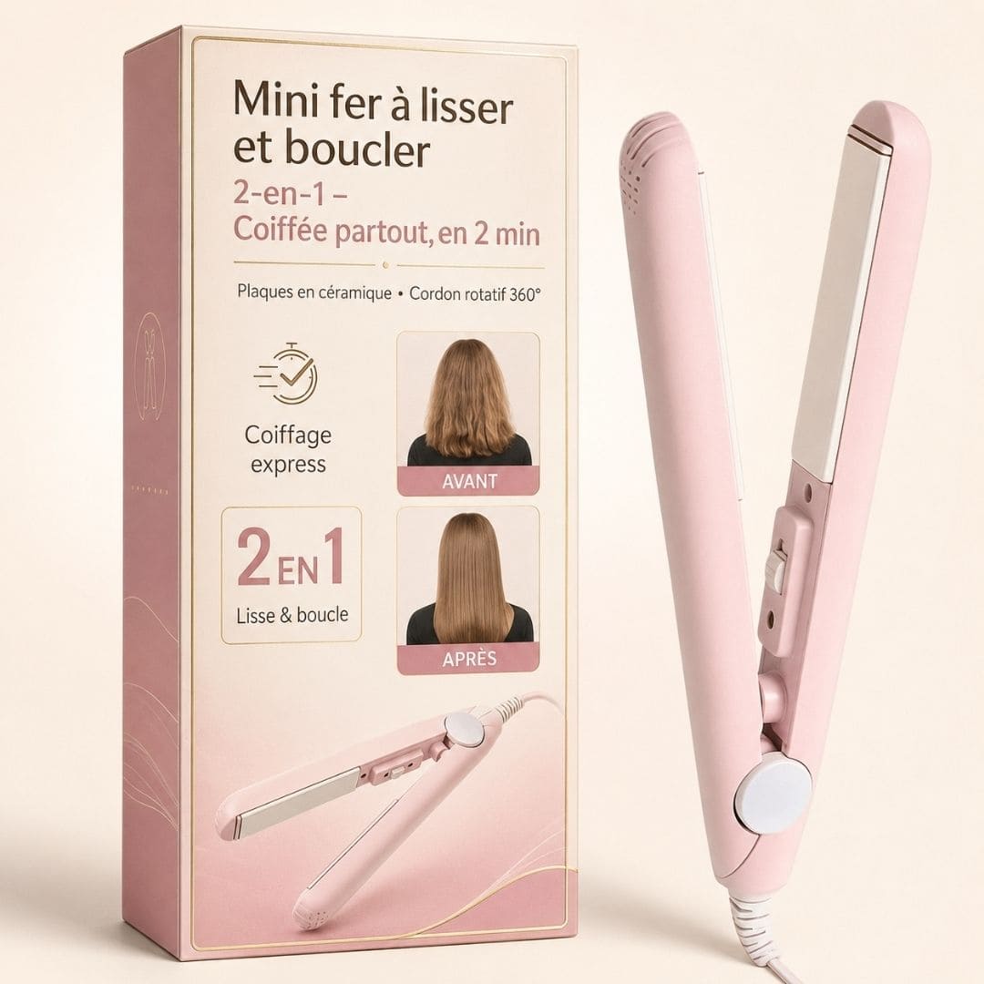 Mini fer à lisser et boucler 2-en-1 – Coiffée partout, en 2 minutes