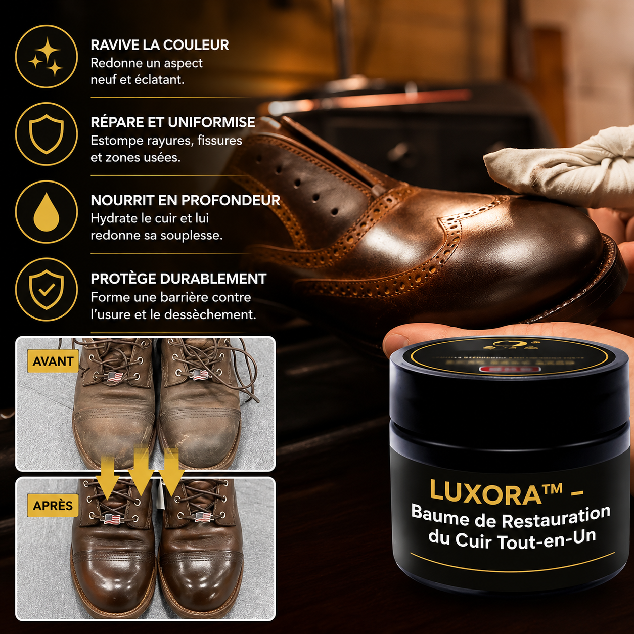 LUXORA™ – Kit de Restauration du Cuir Tout-en-Un
