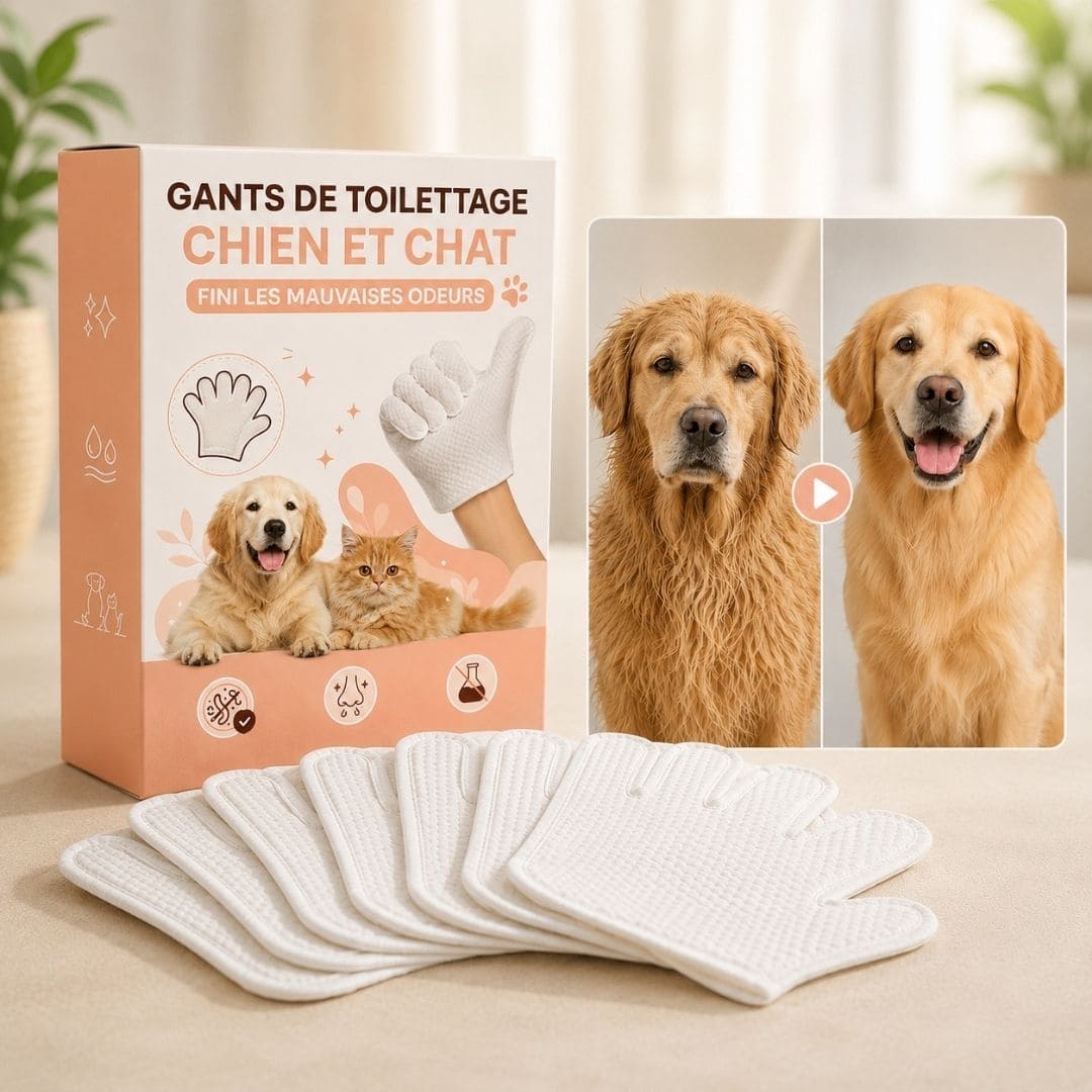 Gants de toilettage chien et chat – Fini les mauvaises odeurs (2 x 6pcs)