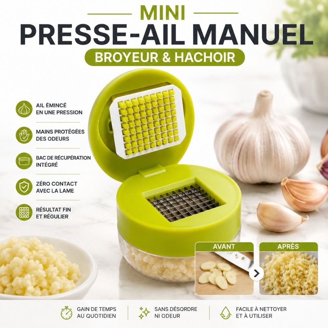 Presse-ail manuel de précision – Mains sans odeur, ail émincé en 1 pression
